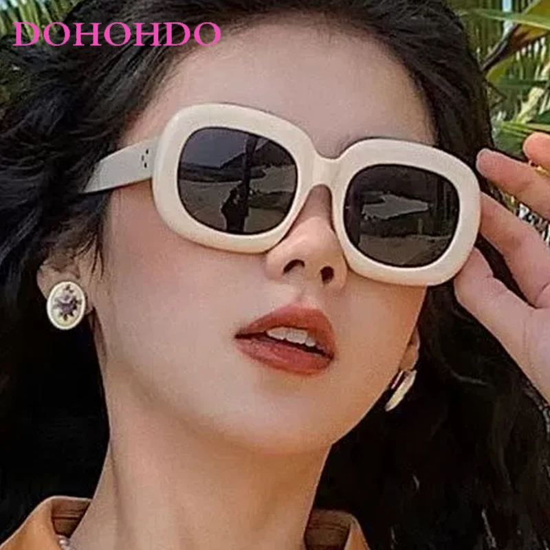 

Trend Sunglasses Women Men Square Rice Nail Big Frame Design Retro Thick Casual Fashion Outdoor Travel Sun Glasses Female UV400