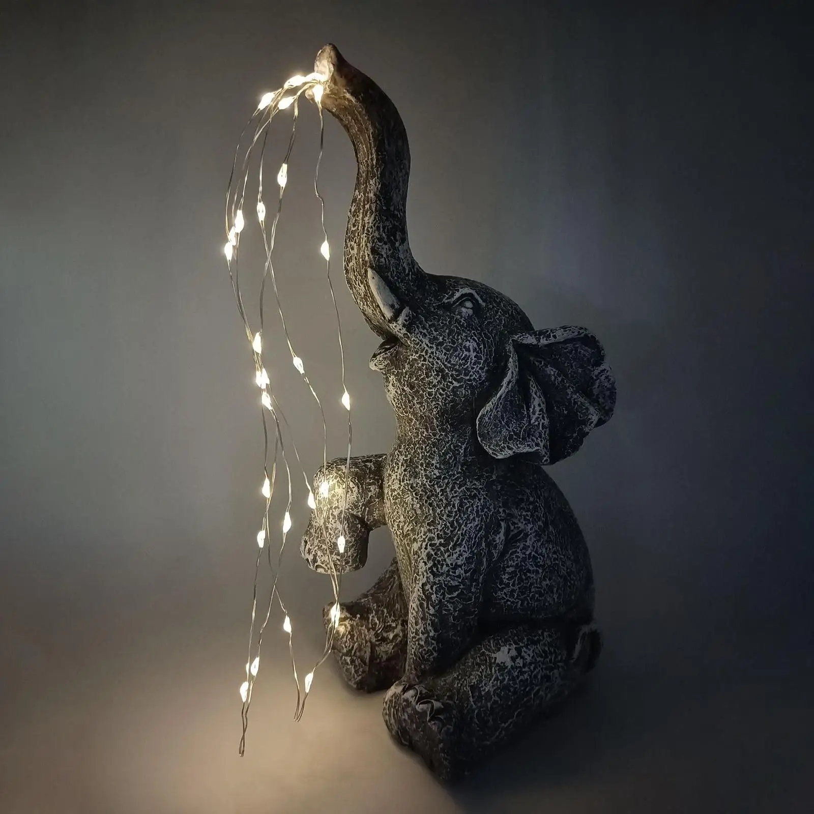 Elephant Statue with Solar Light Garden Decor Elephant Figurine for Patio