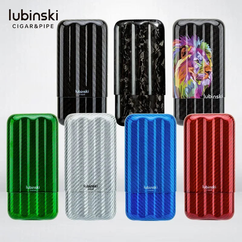 

LUBINSKI Carbon Fiber Cigar Case Travel Lightweight Mini Humidor Cigar Box Luxury Portable Outdoor Cigar Tube Accessories