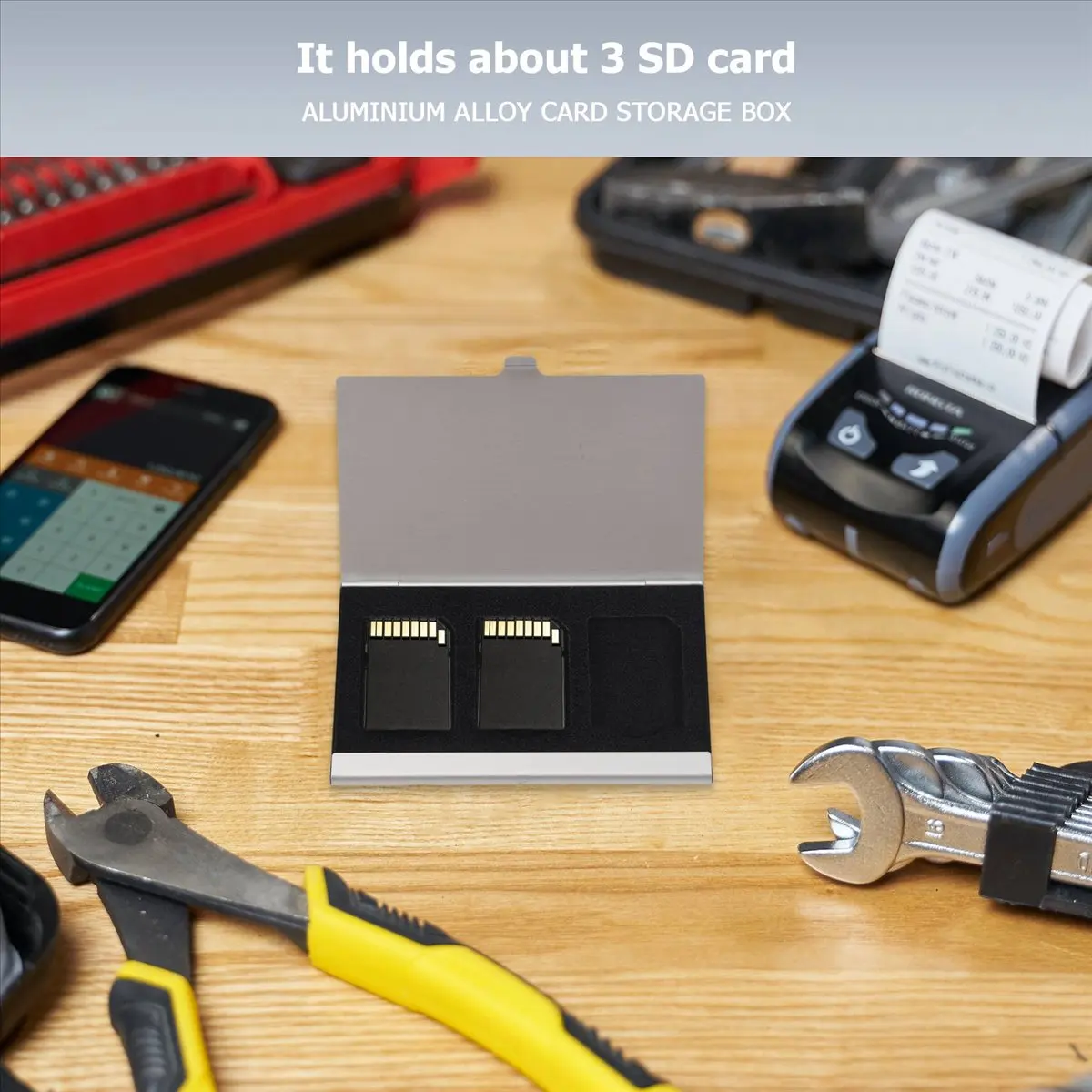 A75K Aluminum Alloy Memory Card Case Card Box Holders For 3PCS SD Cards
