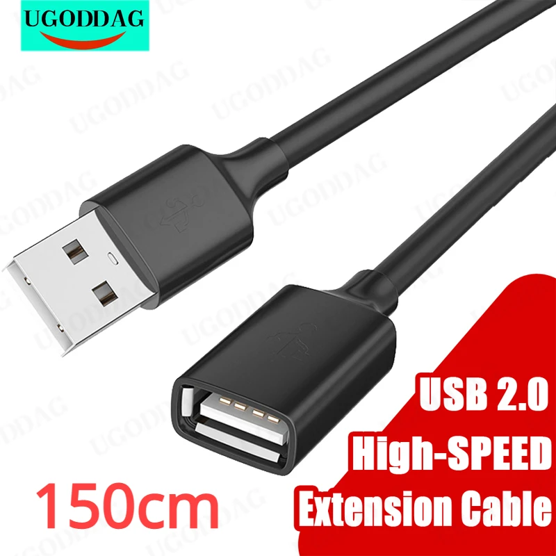 كابل تمديد عالي السرعة USB 2.0 ، سلك بيانات من الذكور إلى الإناث ، سلك للكمبيوتر ، التلفزيون ، الكاميرا ، الهاتف الخليوي ، الهاتف المحمول ، القرص الصلب ، 1.5 متر