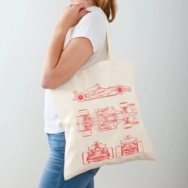 

Racing car blueprint project red Tote Bag canvas tote bag shoping bag Women's tote eco folding