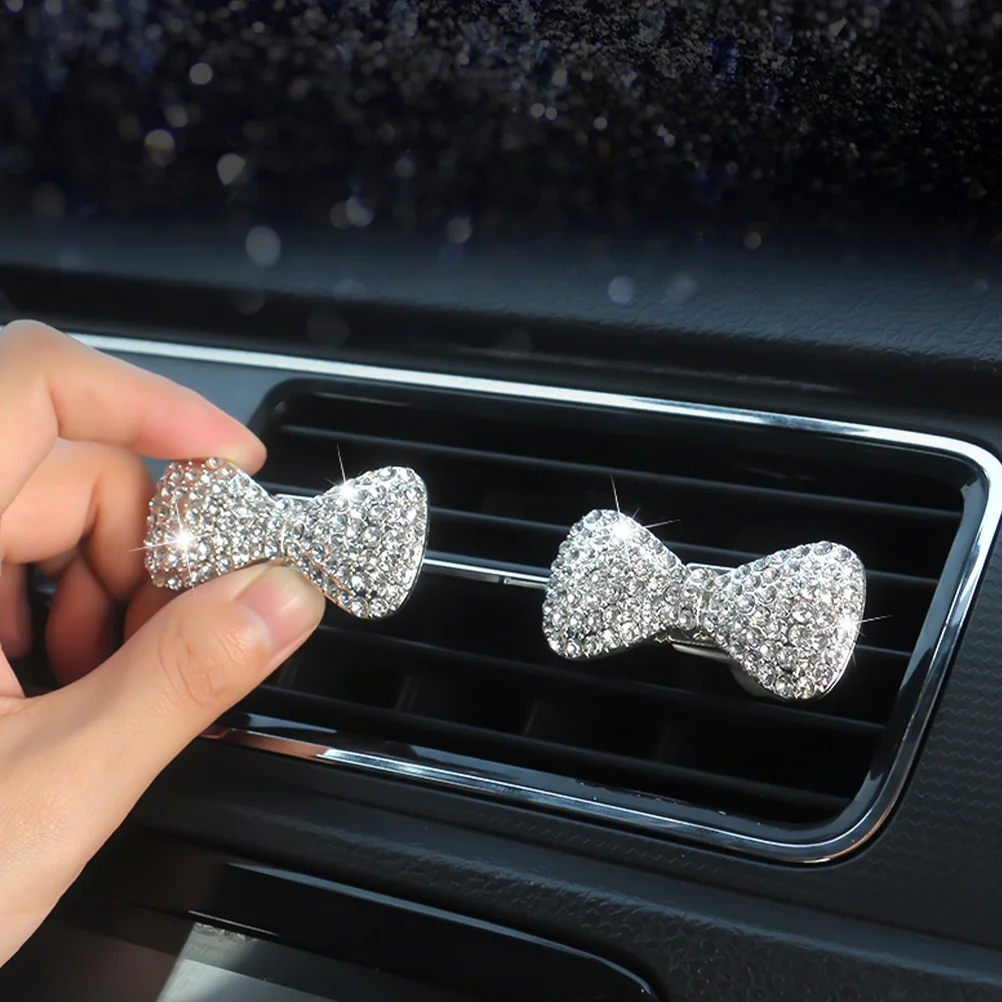 

Bow Car Vent Clip Rhinestone Zinc Alloy Air Conditioner Outlet Clip Car Air Vent Decoration for Trucks Boats Rvs