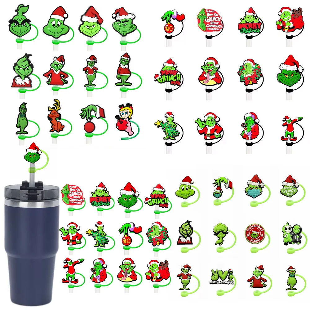 

Grinch Series Straw Cover Cap for Stanley Cup Straw Topper Compatible for 30&40 Oz Tumbler 10mm Dust-Proof Reusable Straw Tips L
