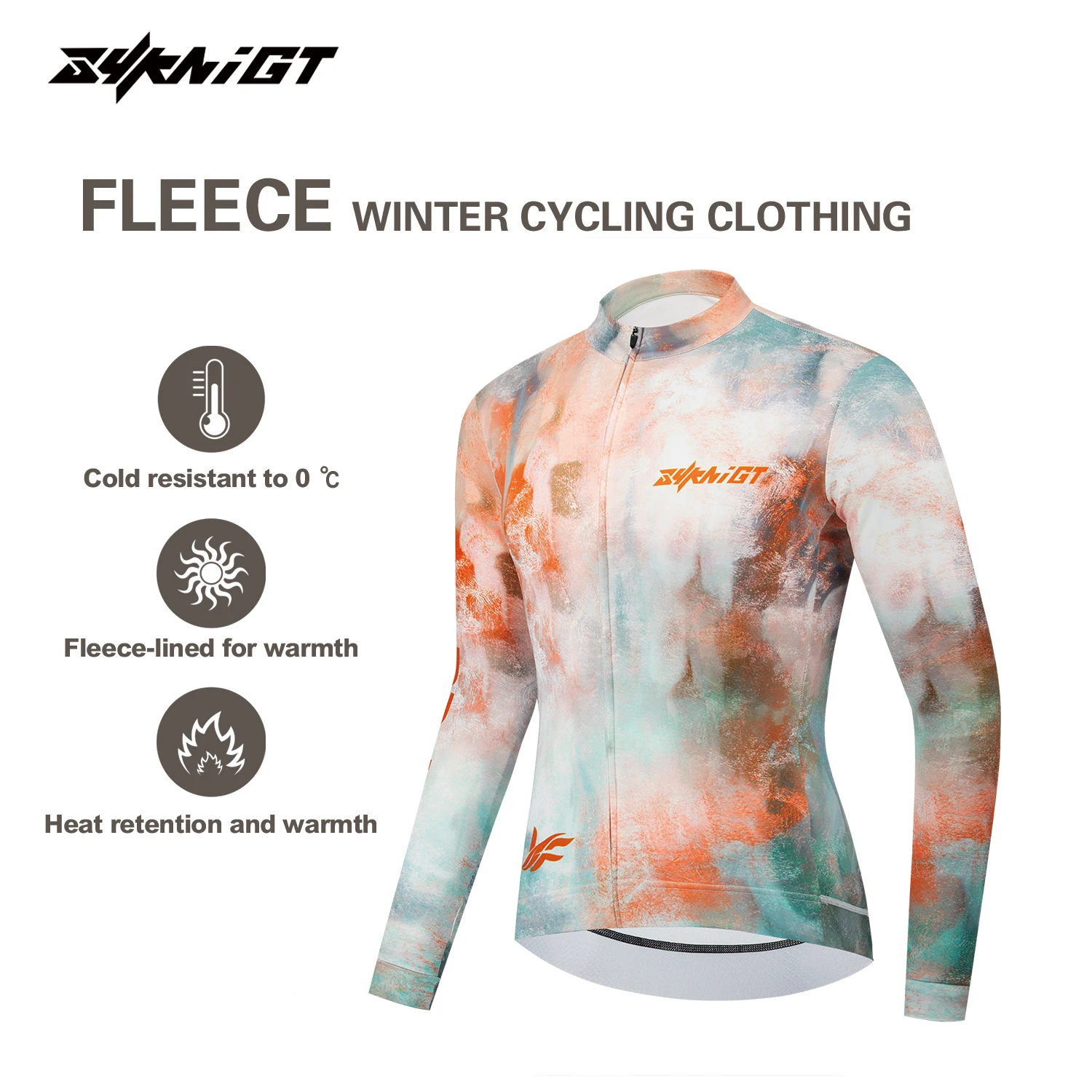 

ZYKNIGT men's cycling jersey winter cycling sports shirt with thick velvet riding jacket windproof and cold proof cycling top