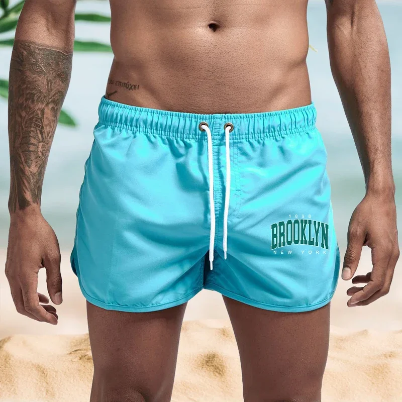 Men's Swim Shorts Quick Dry Breathable With Pockets Drawstring Bathing Suit Swim Trunks Board Shorts for Surfing Beach Summer