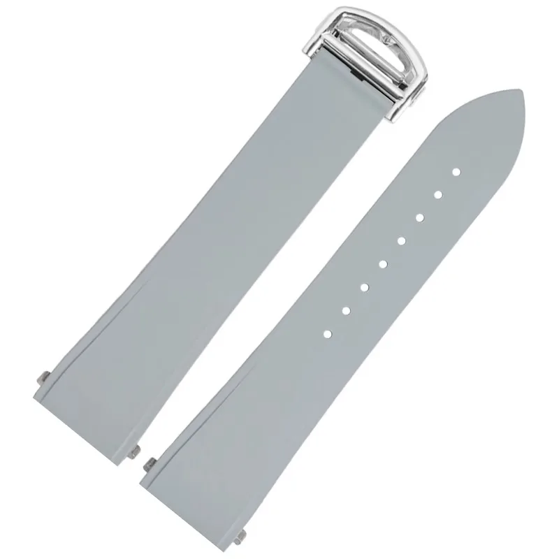 18.5 مللي متر 21 مللي متر الإفراج السريع حزام الساعات ل كارتييه سانتوس دومونت الفلور ساعة مطاطية حزام الرجال النساء للطي مشبك أسود برتقالي