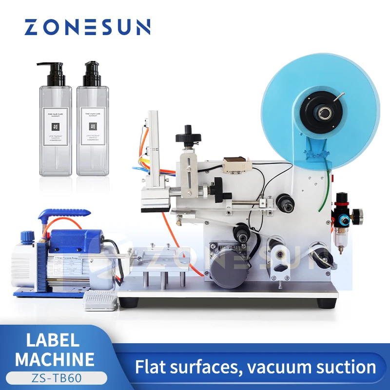 

ZONESUN Square Bottle Flat Label Applicator Carton Box Flat Surface Label Applicator Semi Automatic Labeling Machine ZS-TB60