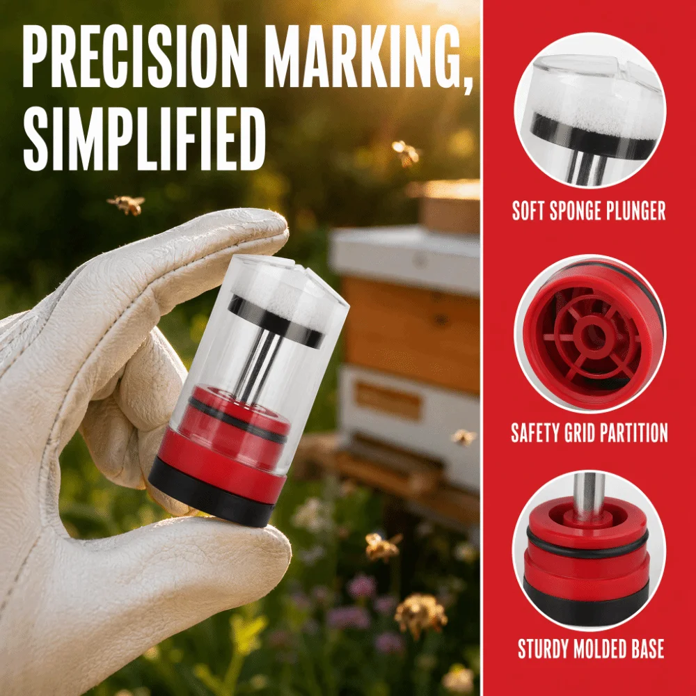 Plastic Queen Bee Catcher Cage Red High Quality Queen Bee Marking Bottle Durable Plunger Design Queen Bee Marker Tube