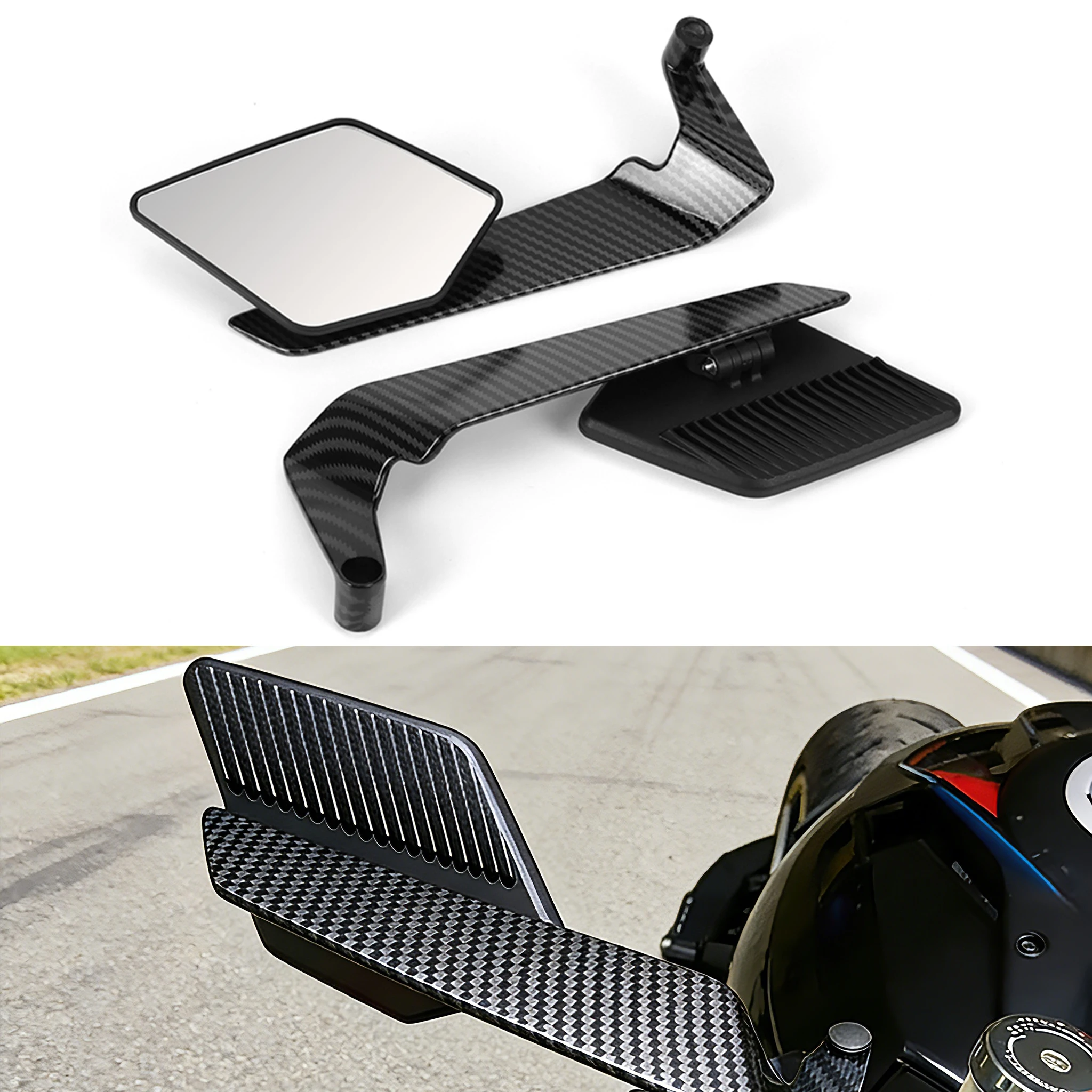 

Duke Motorcycle Compatible Foldable Digital Control Rearview Mirror Fixed Wing Snake Pattern Design for Bikers