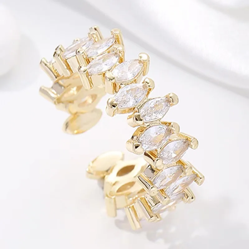 الذهب والفضة اللون المعين الماس خواتم قابل للتعديل للنساء النحاس حجر الراين فنجر التبعي #2