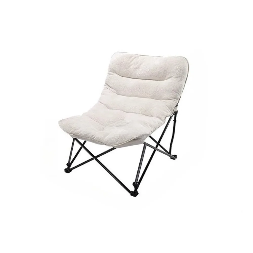 

Folding Recliner Lazy Sofa Lamb Warm Velvet Outdoor Courtyard Camping Home Leisure Sunbathing Chair Bedroom Dormitory Moon Chair