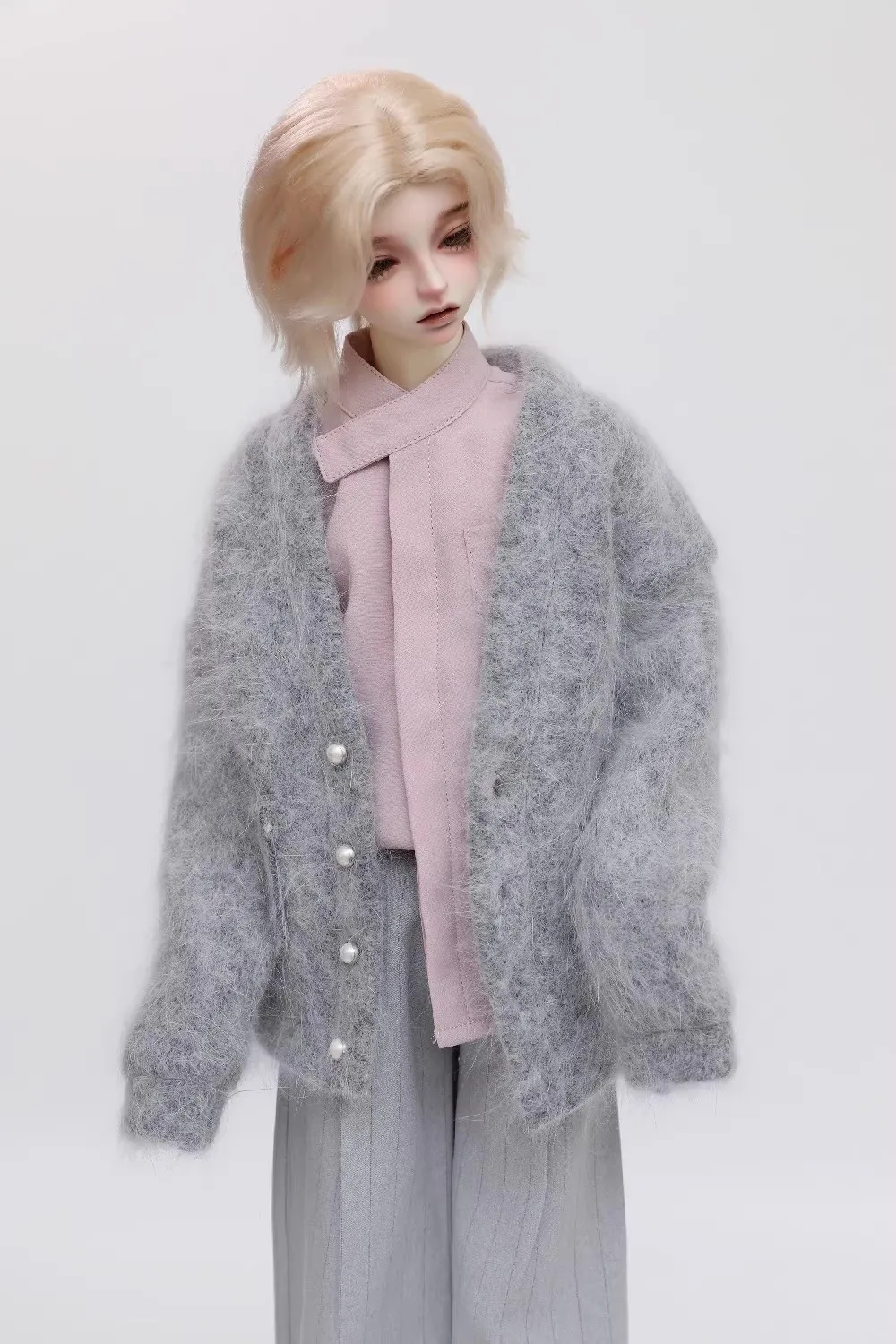 1/3 1/4 Scale Hidden Button Stand Collar Shirt Wide Legged Suit Pants Model for ID75 Dragon Soul 73 POPO68 SD10 MSD CD DIY view 5