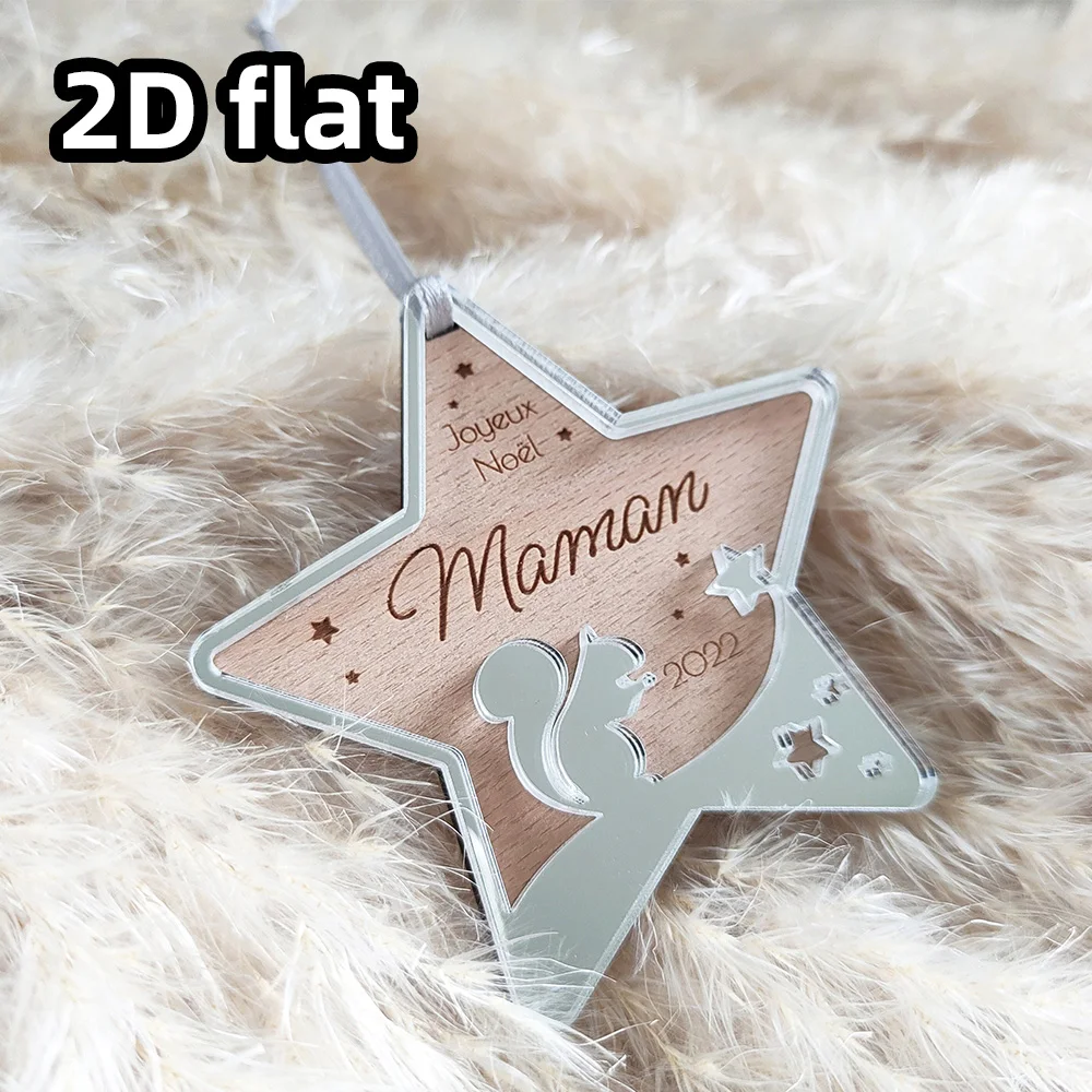 Adorno navideño personalizado, diseño de estrella de ardilla, primera bola navideña para bebé, decoración de regalo navideña personalizada, 1 ud.