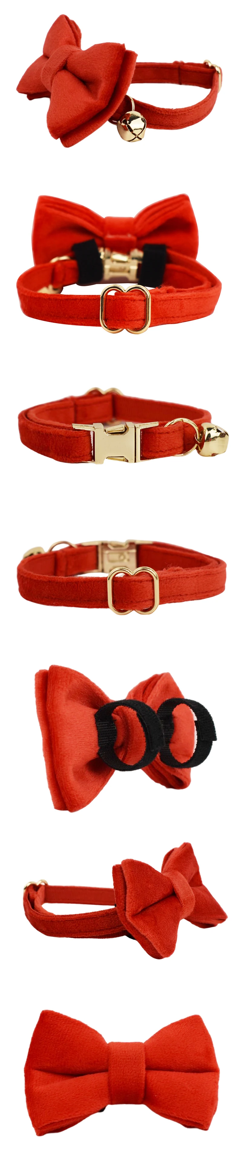 Personalized Collar for Cat Kitten Collar Velvet Puppy Small Dogs Collars Customized Engraving Name Cat Necklace with Bell Bow