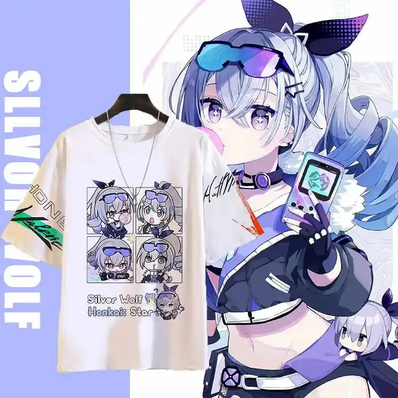 

New Acg Anime Honkai: Star Rail Castorice Cosplay Printed Short Sleeve T-Shirt Casual Tee Fashion Vintage Shirts Versatile In Su
