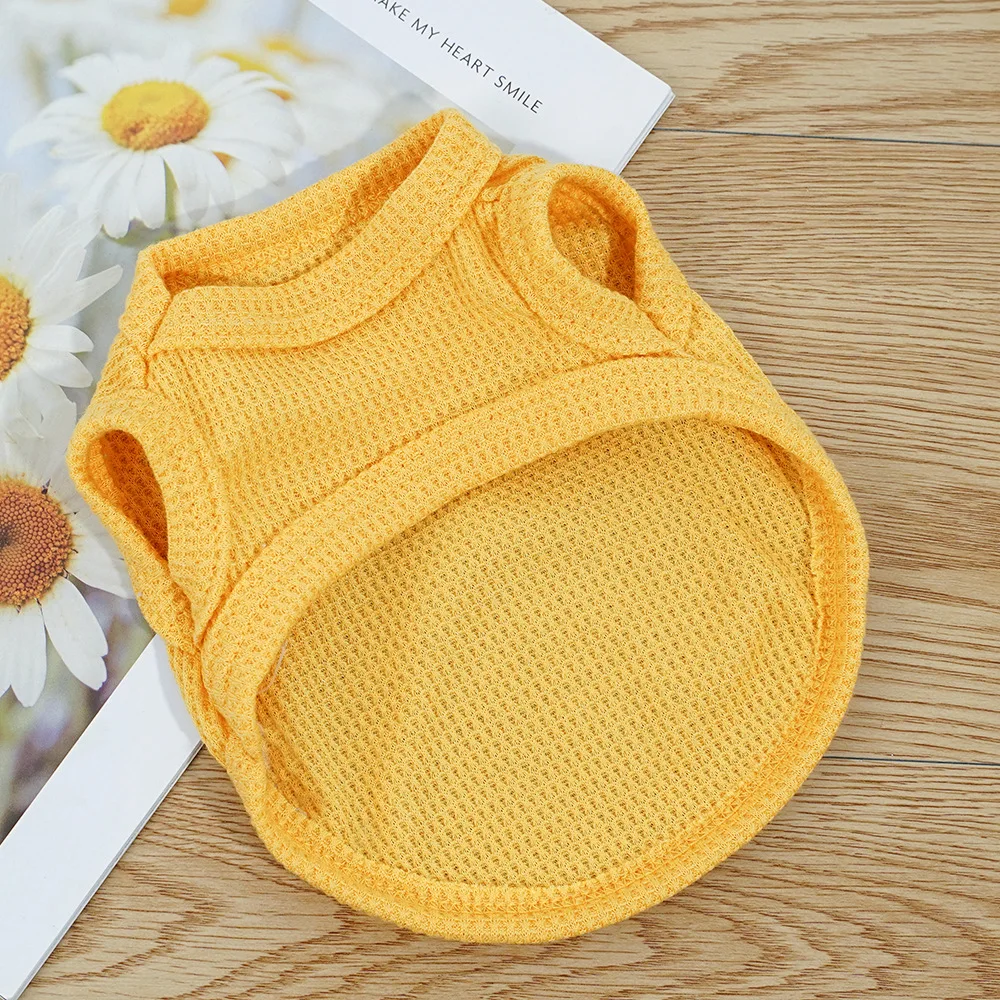 Pet Summer Thin Clothes Waffle Material Tank Top Teddy Small and Medium Sized Dog and Cat Pet Clothes Support Wholesale