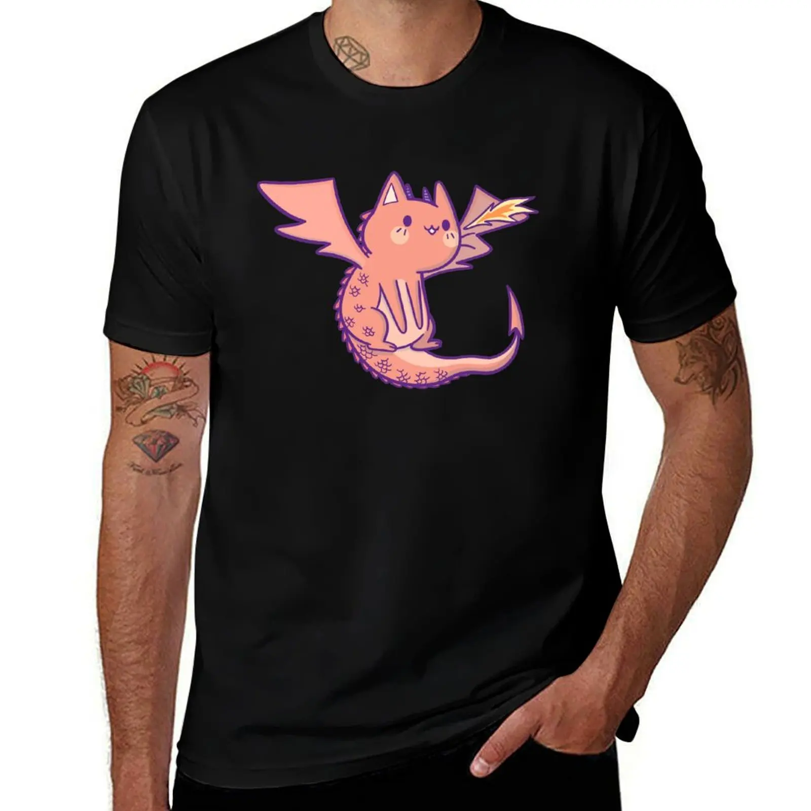 

Legendary Cat Dragon T-Shirt black cotton t-shirt plain for man package graphic t shirts for man