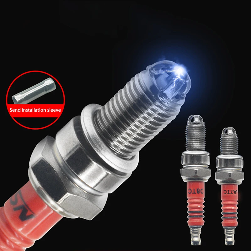 10mm Motorcycle Iridium Spark Plug Three Jaw Three-Pole Energy-saving Spark Plug For A7TC D8TC 110 125 150 With Sleeve