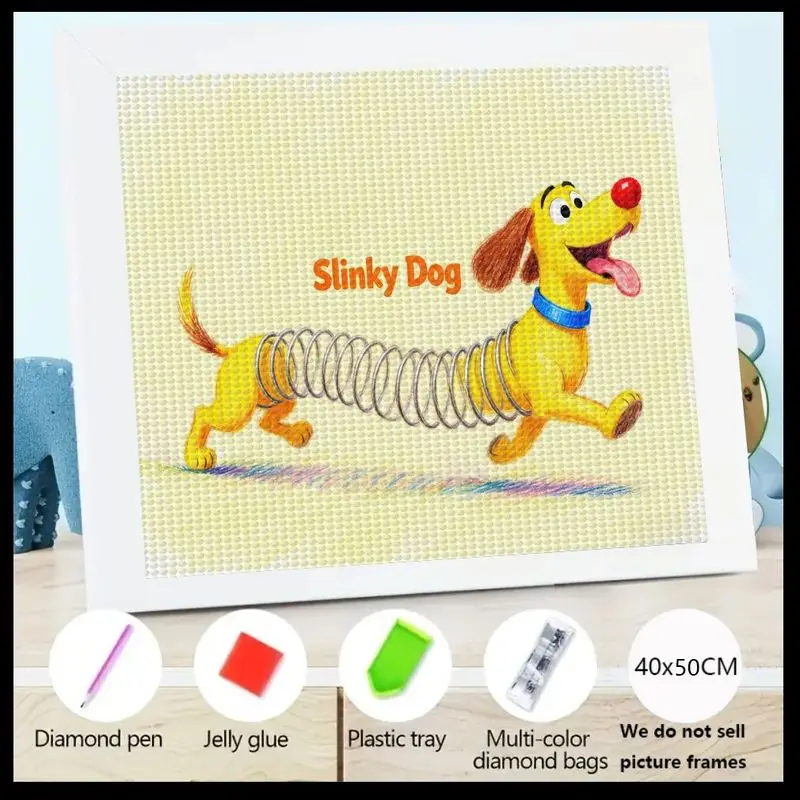 

1 шт. Slinky Dog Toy Story 5D набор для алмазной живописи, полная дрель DIY мультфильм собака художественный набор для рисования драгоценными камнями для детей и взрослых, креативный хо
