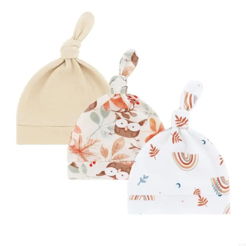 D7YD ربيع الخريف قبعة للرضع طفل مستشفى قبعات حديثي الولادة معقود قبعة للجنسين بنين بنات بونيه أنيق أغطية الرأس #3