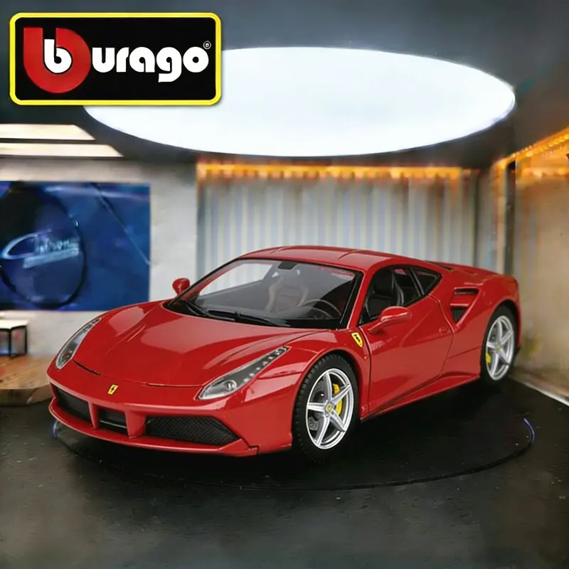 

New Bburago 1:24 Ferrari 488 GTB Alloy Sports Car Model Diecast Metal Racing Vehicle Car Model High Simulation Children Toy Gift