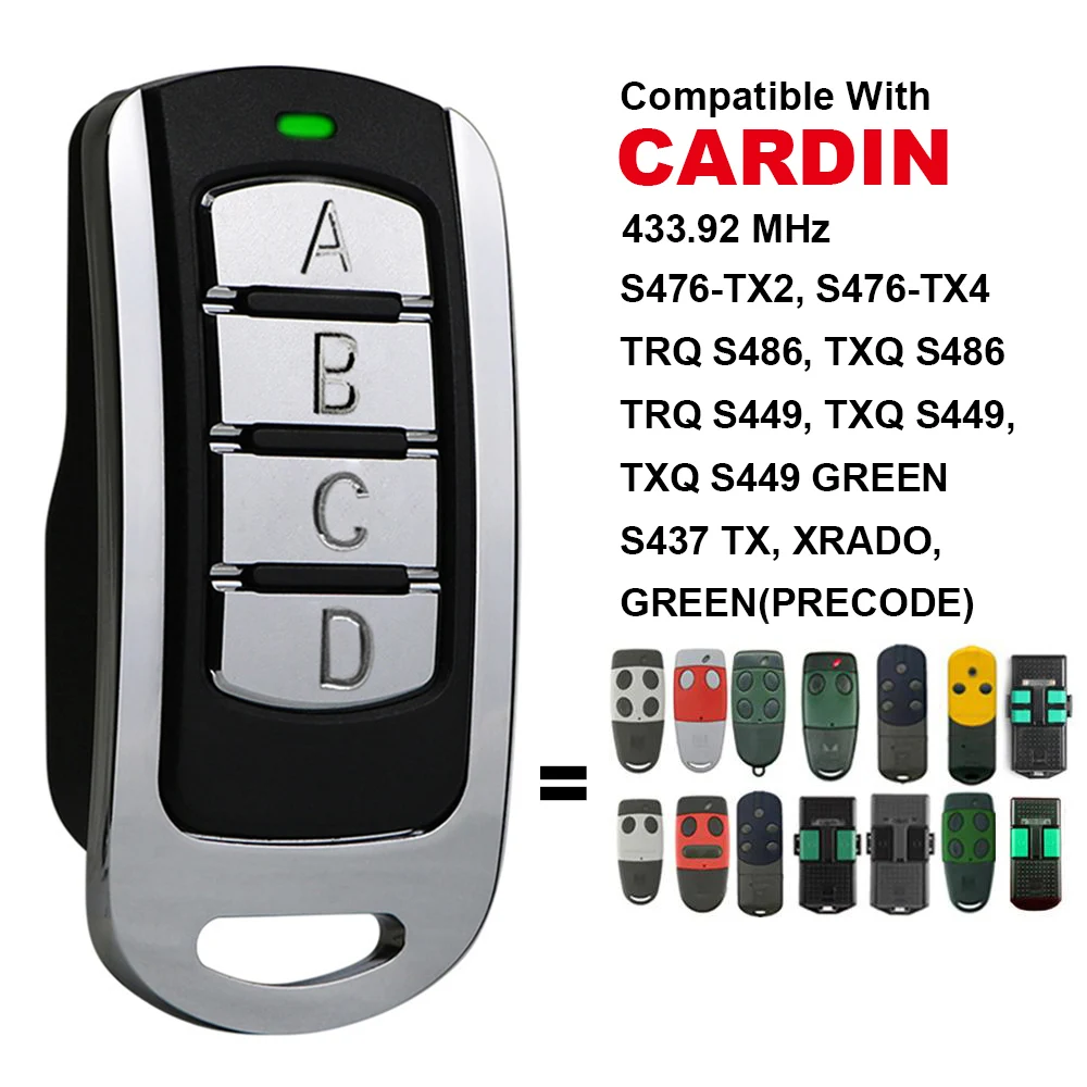 

Garage Door Remote Control Compatible With CARDIN S437 S449 S486 S476-TX2 TRQ TXQ XRADO 433.92MHz Opener