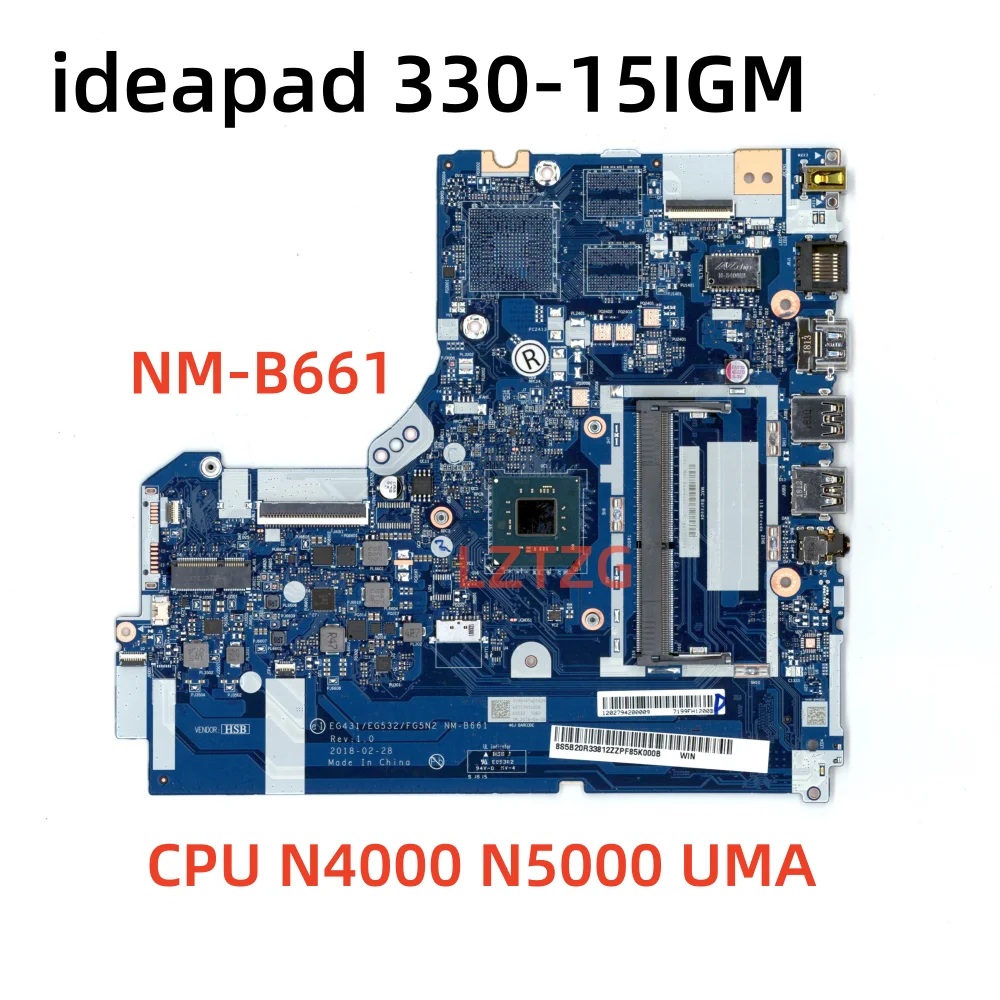 

NM-B661 For Lenovo ideapad 330-15IGM Laptop Motherboard With N4000/N4100 N5000 CPU 5B20R33812 100% Tested OK