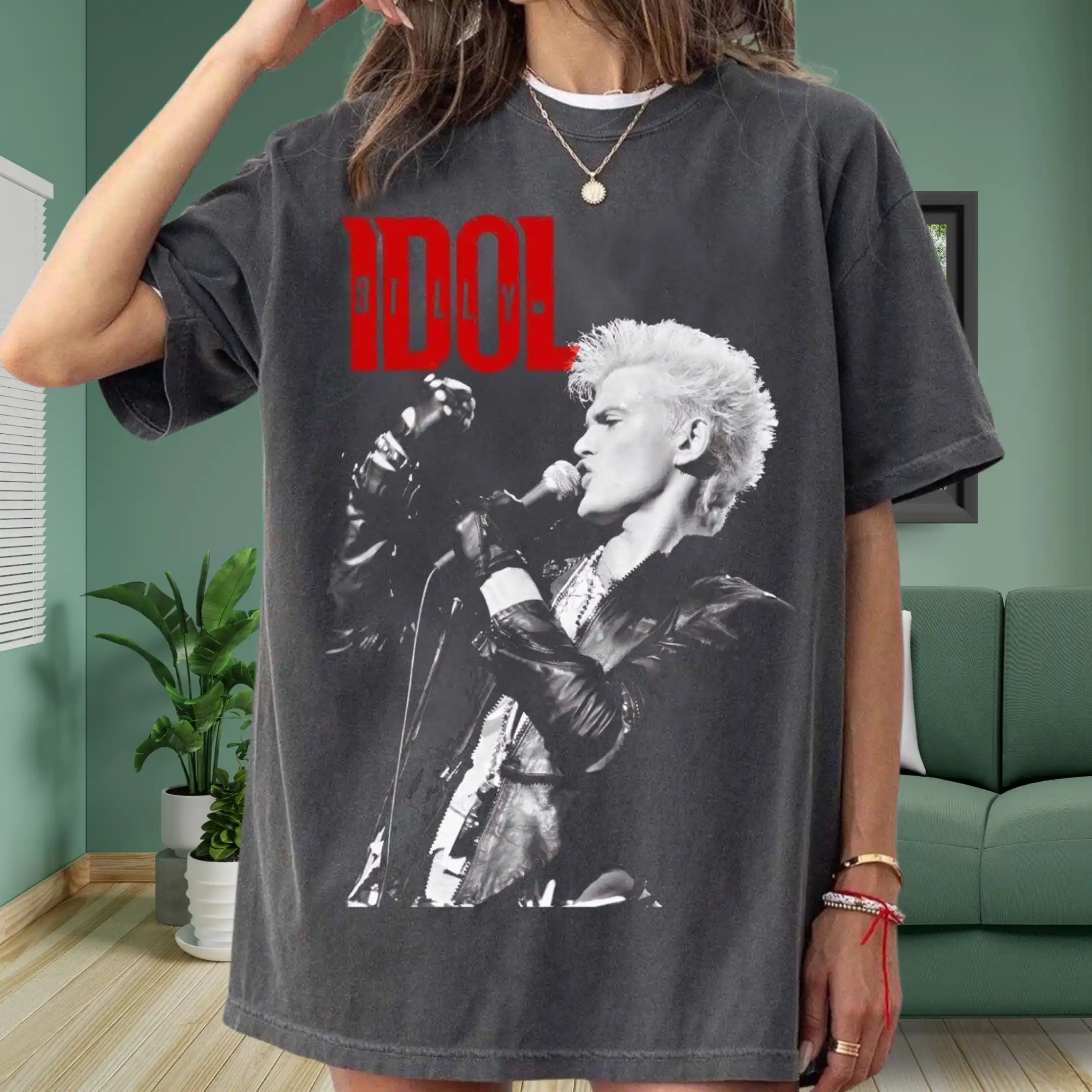 Billy Idol Inspired Graphic T-Shirt Comfort Colors 1717 Vintage Rock Tee 80s Punk Rock Unisex Shirt