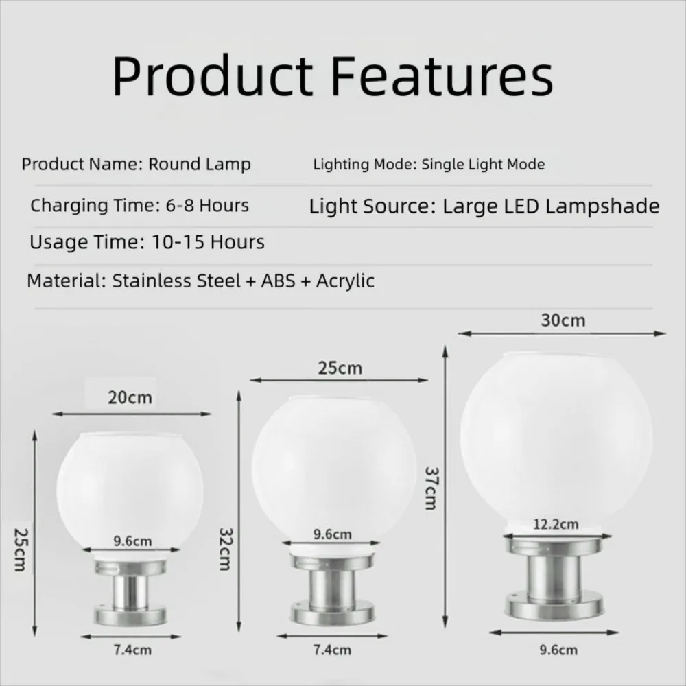 20/25 سنتيمتر عمود مصباح مقاوم للماء 3 اللون الخلايا الشمسية عمود مصباح الفولاذ المقاوم للصدأ ذكي التحكم في الإضاءة الشمسية آخر مصباح #6