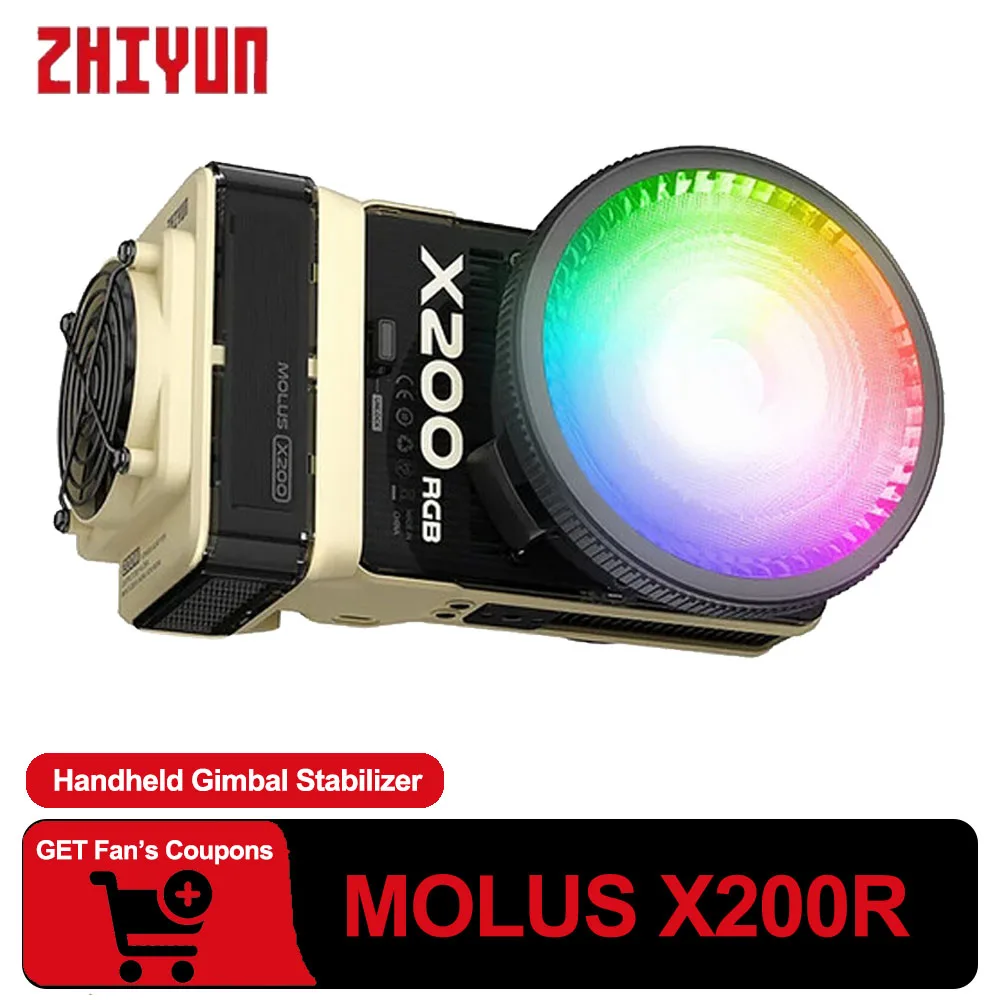 ZHIYUN MOLUS X200 RGB COB LED Light 2500-10000K CRI95 TLCI97 Full Color Photography Fill Light for Filmmaking
