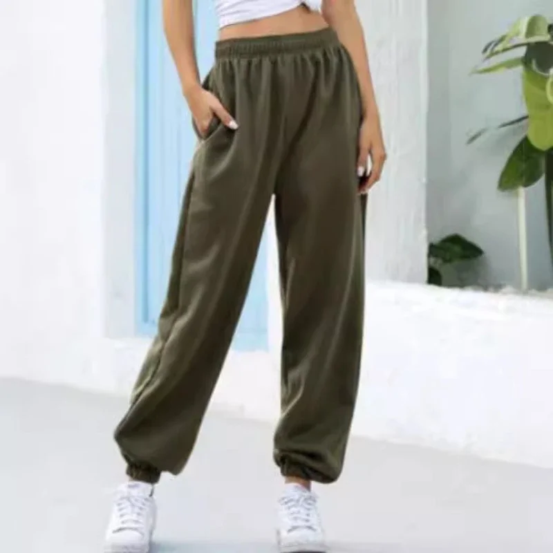 

Elastic High Waisted Wide Leg Cropped Pants for Women in Autumn and Winter, New Loose Oversized Casual Pants Joggers Clothes