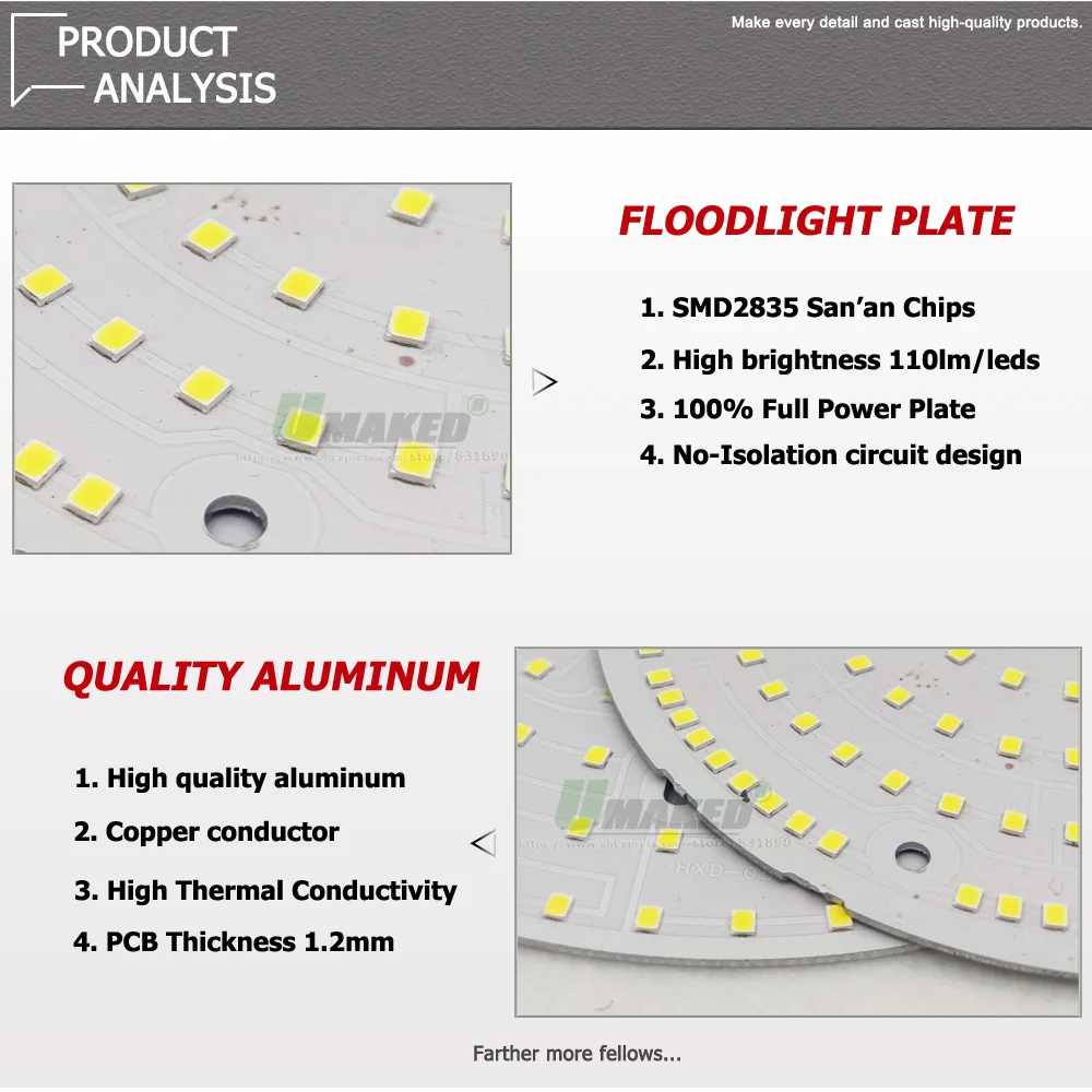 5pcs LED Industrial Light Plate 50W 100W 150W 200W DC70-80V San'an SMD2835 Chips Doide Source PCB For Factory Lamps Replace DIY