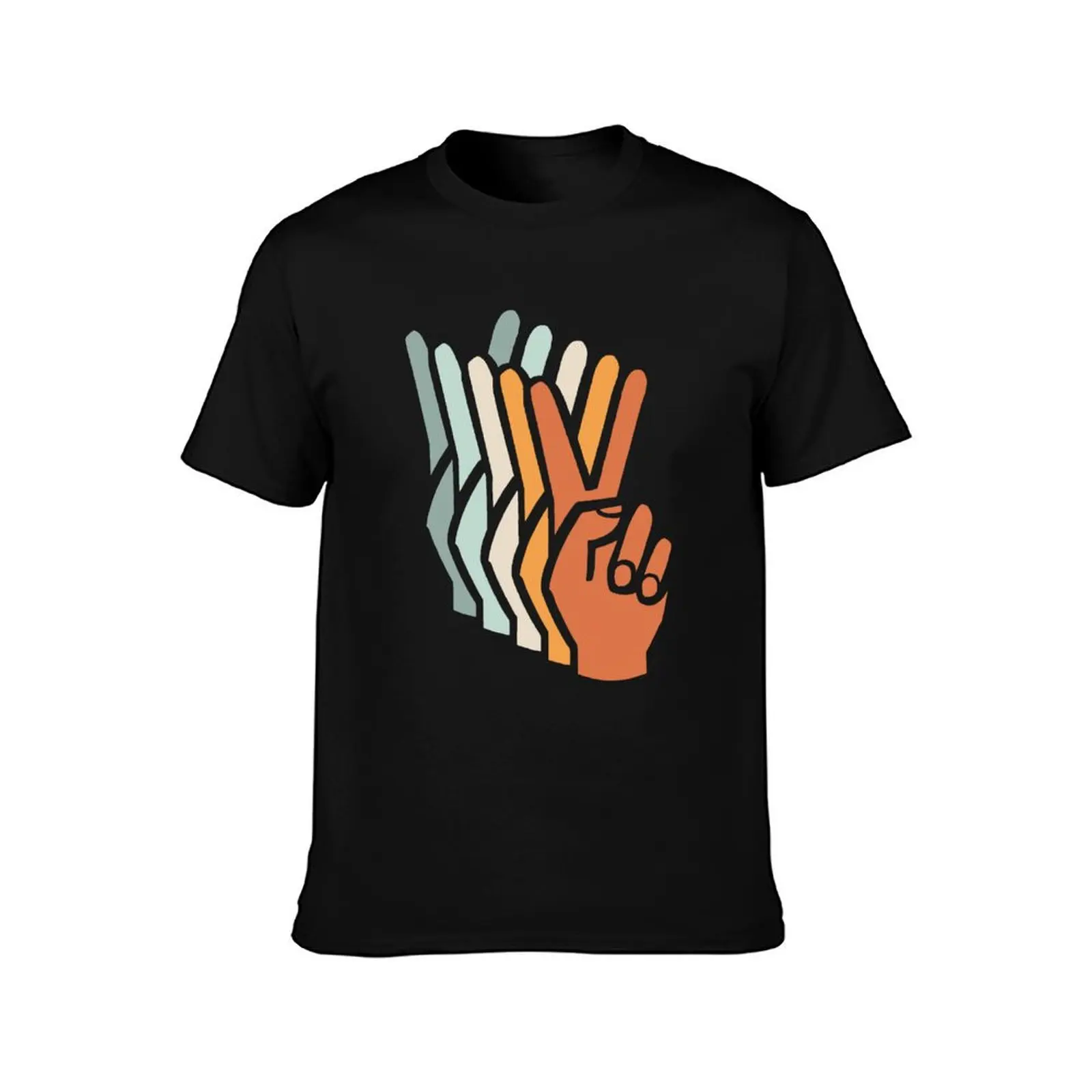 Orange and Teal VSCO Peace Hands T-Shirt Simple Print Design T-Shirt
