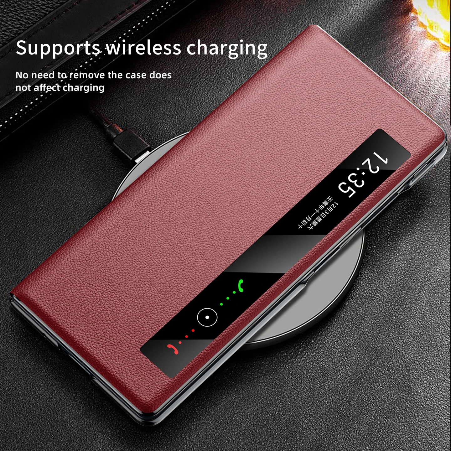 

LANGSIDI for Magsafe Leather Smart Flip Phone Case for Vivo X Fold 5 Fold5 Luxury Magnetic Book Back Cover