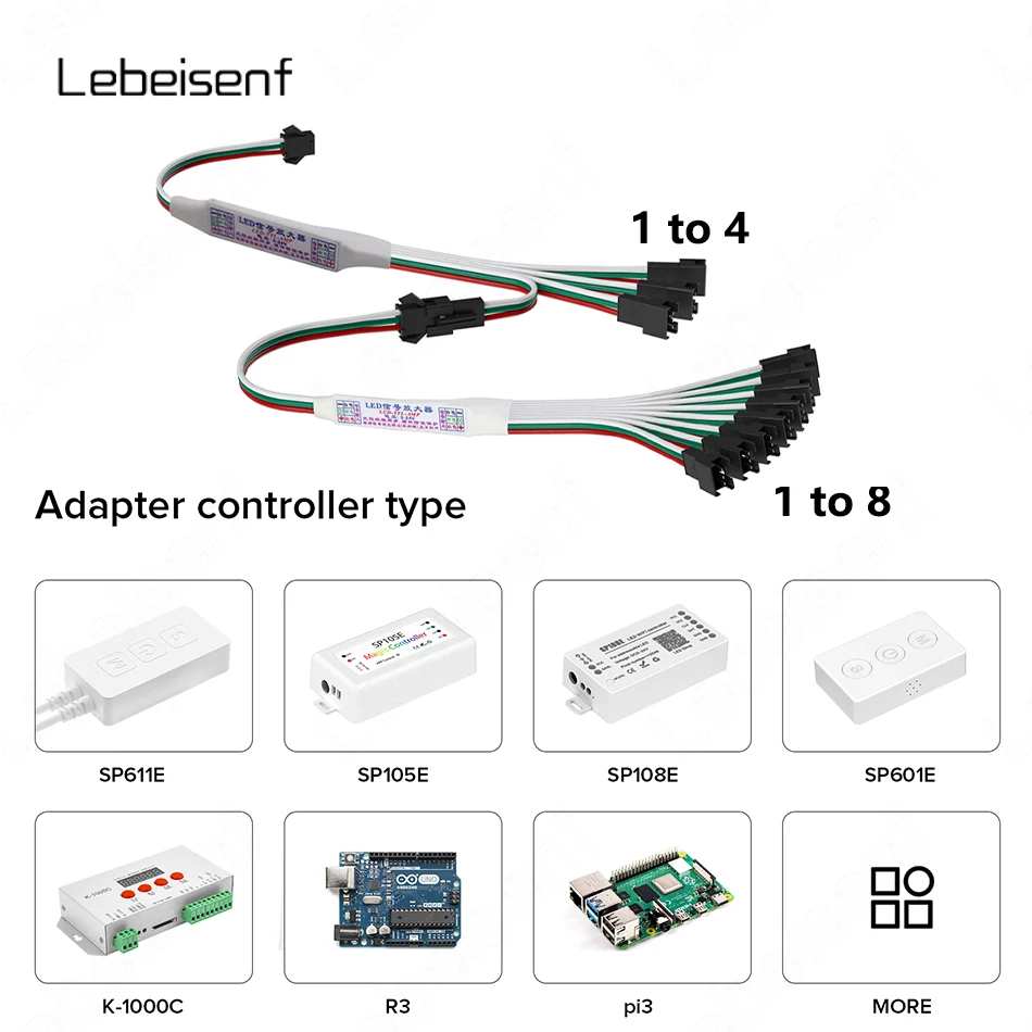 DC 5-24V 4 or 8 Output LED-TTL-AMP Mini SPI Signal Amplifier Sync Splitter for Pixel Light Strip Lamp String Module Controller