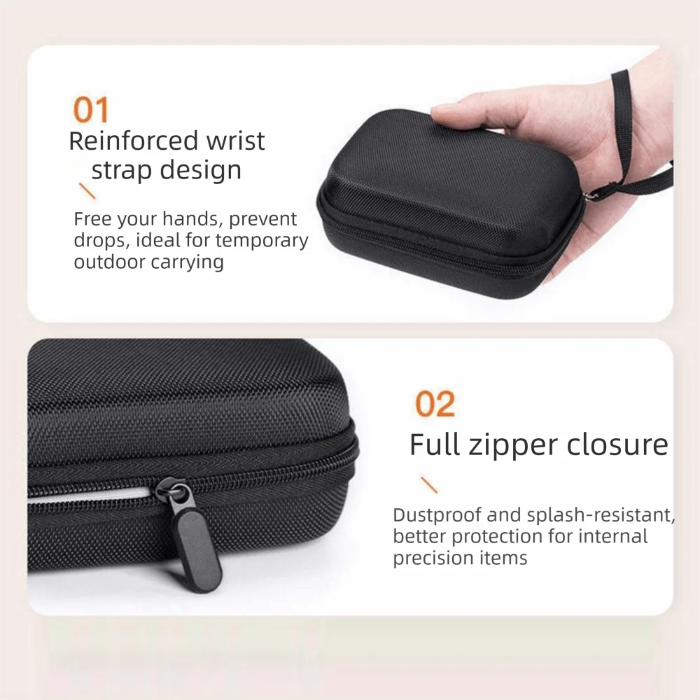 Portable Blood Glucose Meter Case Dividers Hard Shell Glucose Meter Supplies Organizer with Wrist Strap Wear-resistant