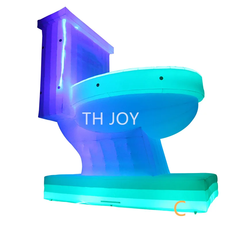 free air ship to door, customized giant inflatable closestool, LED lighting inflatable toilet model for advertising