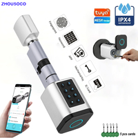 Tuya BLE Fingerprint Smart Electronic Door Lock with DIY Cylinder password Digital RFID Card APP Keys Unlock for Home Hotel