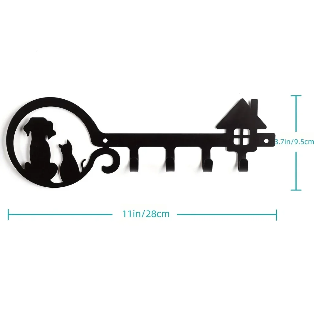 1pc Metal Wall Mounted Storage Rack Dog Cat House Design Key Holder, Wall Hanging Storage Key Holder Towel Rack，Coat rack Gift