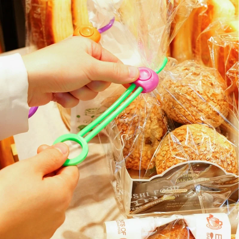 20pcs Sealing Clips Closure Tie Multifunctional Food Snack Seal Clip with Pull Ring Colorful Reusable Bread Storage Close Strap