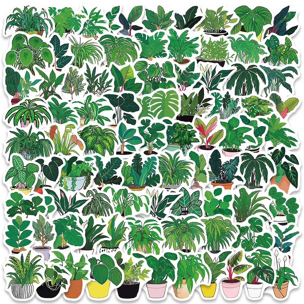 Plantas Verdes Adesivos Estéticos para Crianças, Brinquedo DIY Decoração, Frigorífico, Notebook, Bicicleta, Telefone, Mala, Adesivo Dos Desenhos Animados, Bonito, 89Pcs