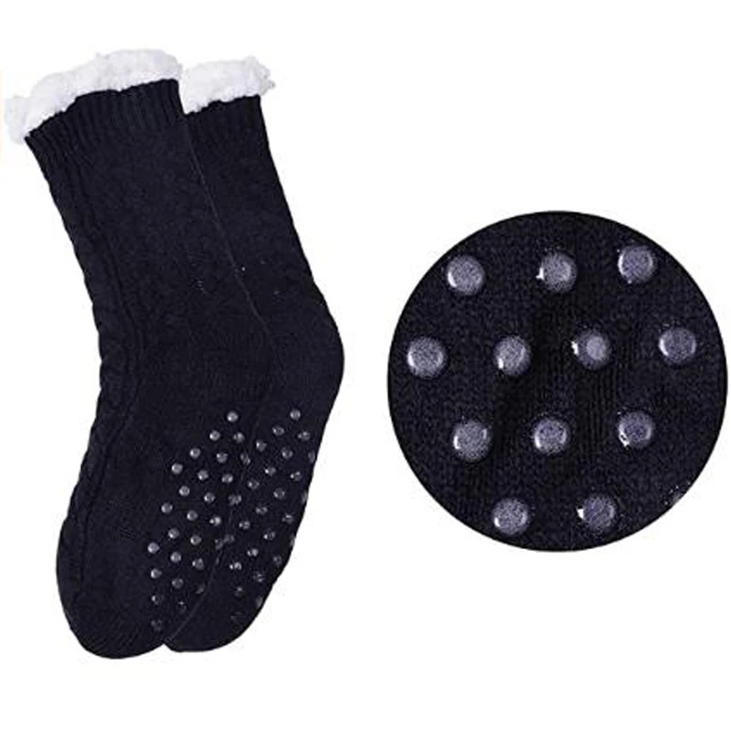 Men slippers winter home sock slippersThicken Plush Warm Non-slip Furry Slippers Holiday Boy Gifts Soft Cotton slippers Big size