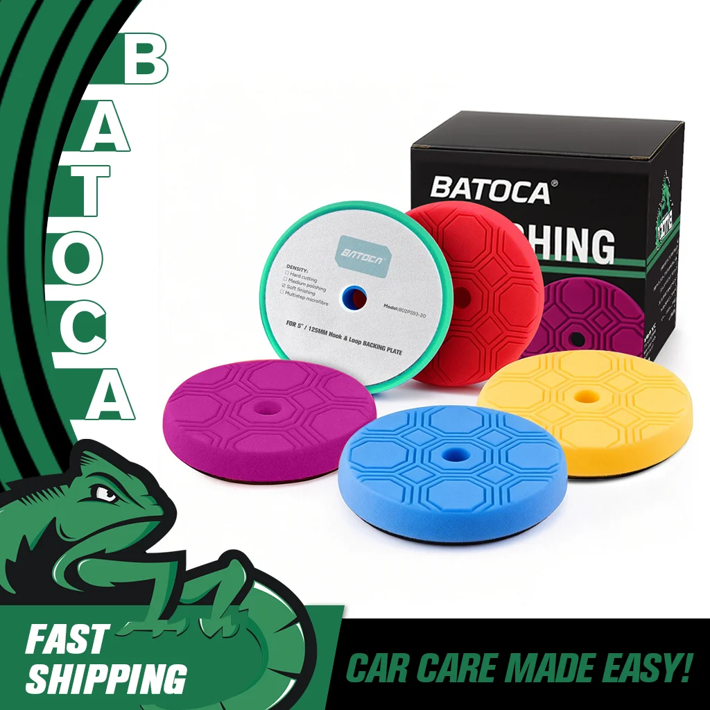 BATOCA 5/6 Inch Buffing Polishing Pads T20–T120 Hex Foam Cutting & Finishing Sponge Pad Kit for DA/RO Car Buffer Polisher