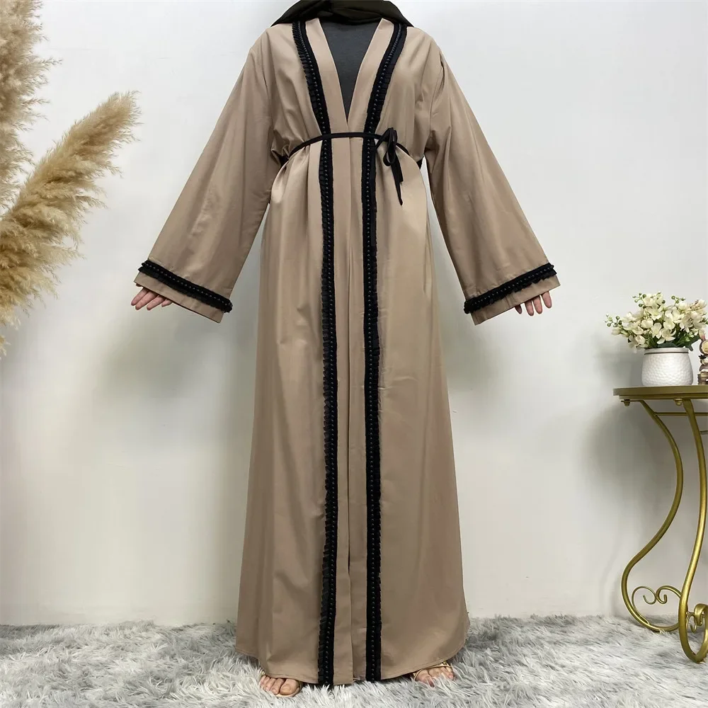 Abaya perlée pour femmes musulmanes, vêtements islamiques, Dubaï, Kaftan, Turquie, Robe arabe, Maxi Kimono, Cardigan, Eid Ramadan, Abayas ouvertes