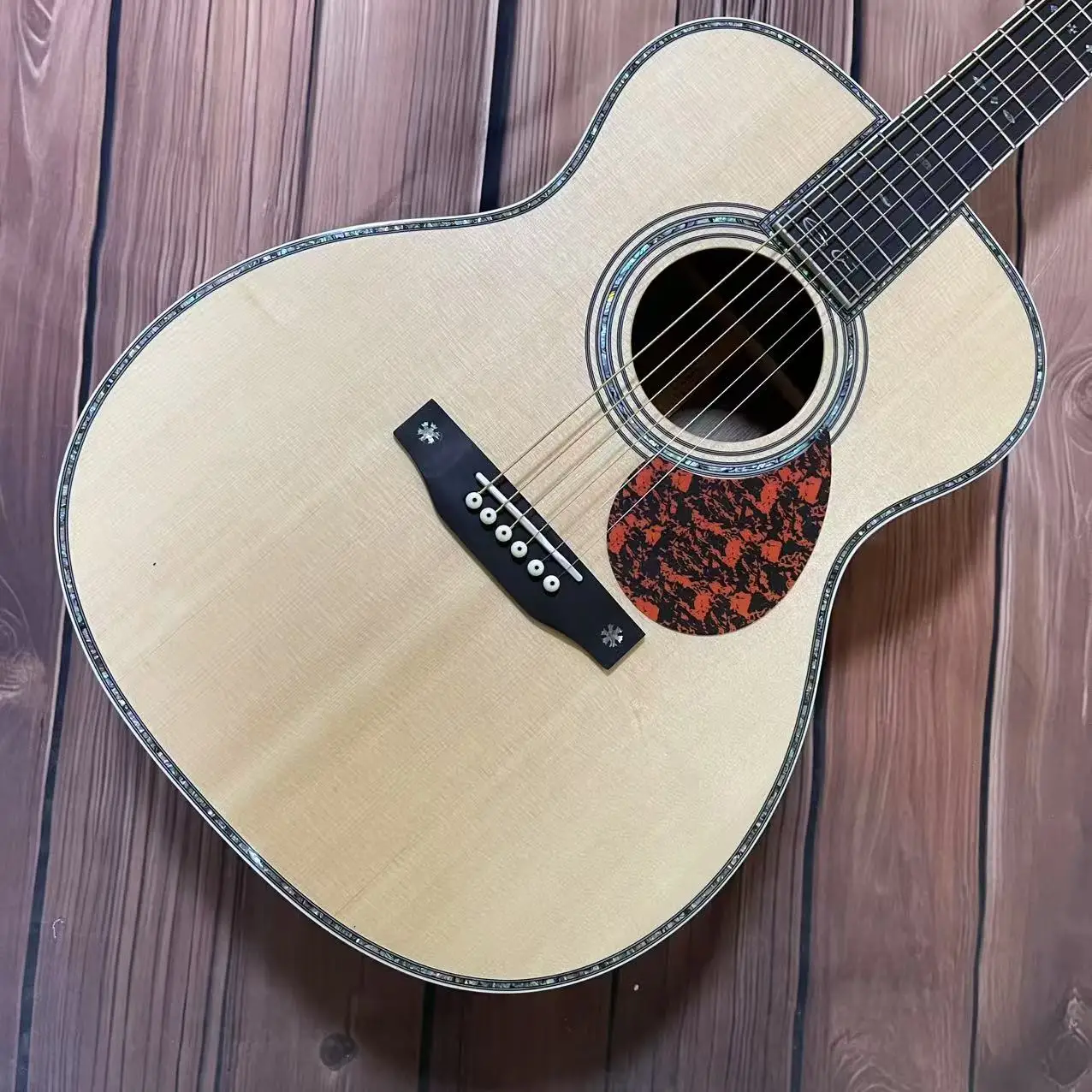 غلاف أذن البحر مقاس 40 بوصة مرصع بأصابع سوداء جيتار صوتي مطلي باللمعان #6