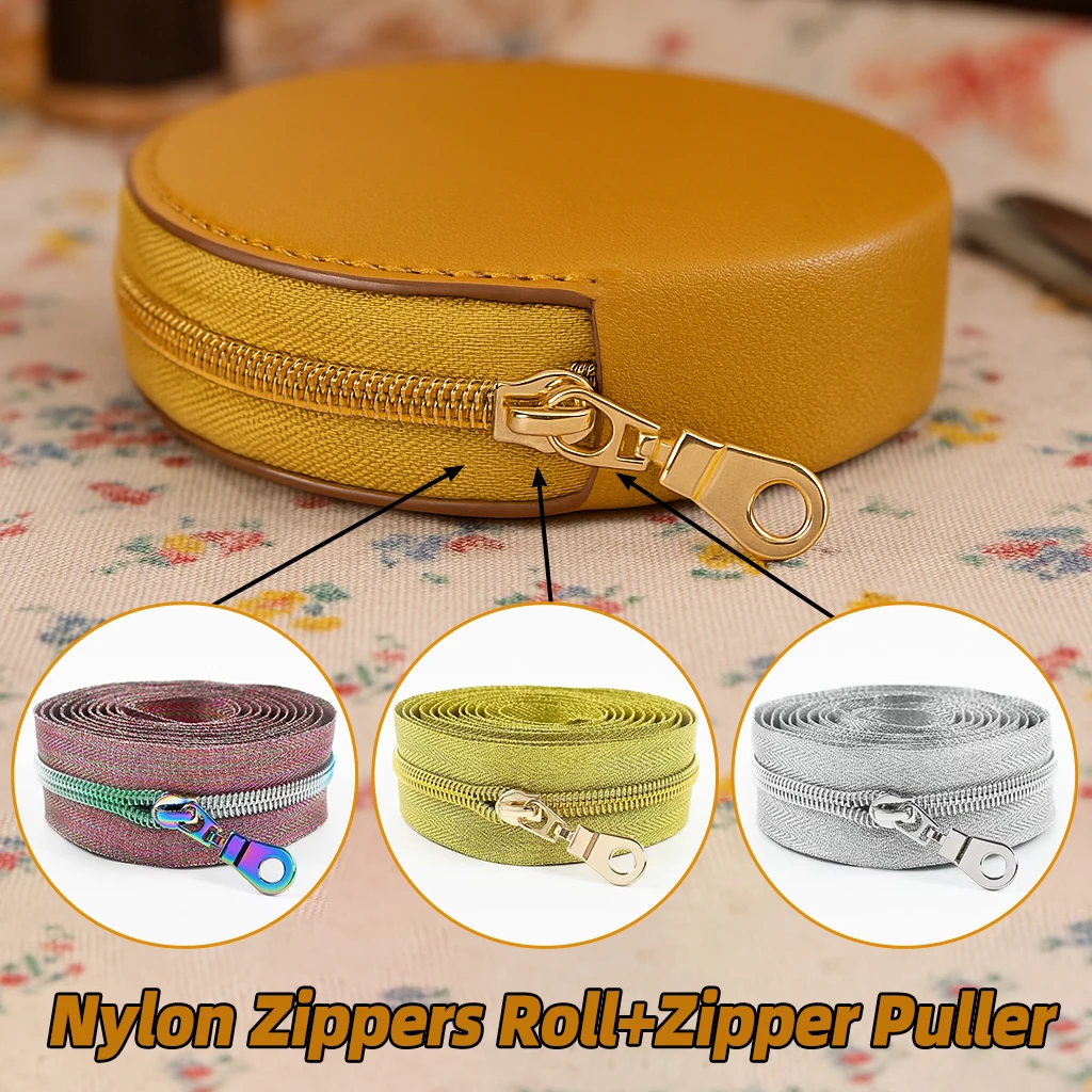 

2-20Meters 5# Nylon Zippers with Zipper Sliders Backpack Jacket Replace Coil Zip Garment Zips Repair Kit DIY Sewing Accessories