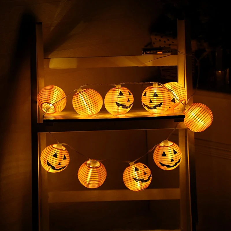 10LED هالوين اليقطين سلسلة أضواء مصباح DIY بها بنفسك معلقة الرعب هالوين الديكور للحزب الشمسية الثريا أضواء عيد الميلاد