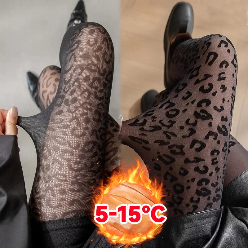 

Fashion Women Winter Warm Thicken Pantyhose Gothic Black Sexy Leopard Pattern Tights Seamless Sexy Stockings Elastic Leggings