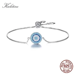 KALETINE 925 Sterling Silver Bracelet Paved Cubic Zirconia  Turkey Good Luck Hamsa Evil Eye Charm Bracelet Women Men Jewelry
